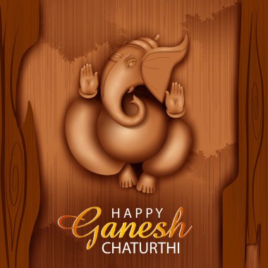 Lord Ganesha 'nın Vektör İllüstrasyonu. Hint Tanrısı festival Ganesh Chaturthi ile ünlüdür. Sosyal medya ve düğün kartı kapağı tasarımları için yaratıcılar ideal