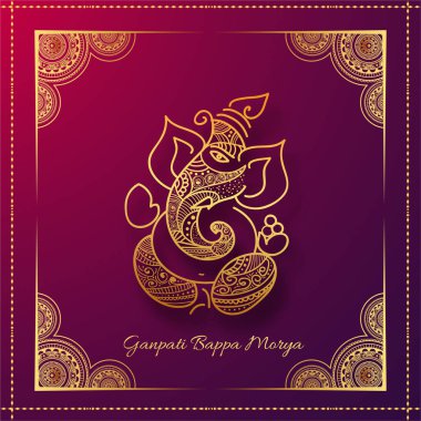 Lord Ganesha 'nın Vektör İllüstrasyonu. Hint Tanrısı festival Ganesh Chaturthi ile ünlüdür. Sosyal medya ve düğün kartı kapağı tasarımları için yaratıcılar ideal