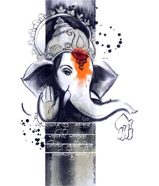 Lord Ganesha 'nın Vektör İllüstrasyonu. Hint Tanrısı festival Ganesh Chaturthi ile ünlüdür. Sosyal medya ve düğün kartı kapağı tasarımları için yaratıcılar ideal