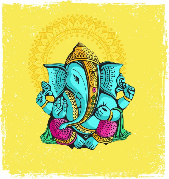 Ilustración Vectorial Del Señor Ganesha Dios Indio Famoso Por Festival — Archivo Imágenes Vectoriales