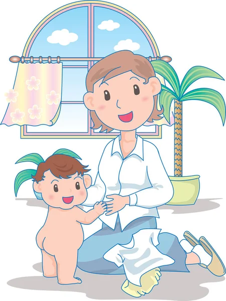 Illustration Vectorielle D Un Bebe Heureux Portant Des Vetements Apres Le Bain Vecteur Fille Stock Photo