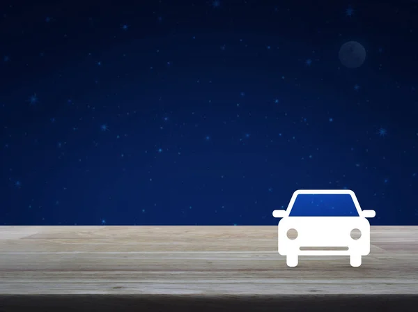 Ahşap Masa Fantezi Gece Gökyüzü Hizmet Taksi Araba Kavramı Üzerinde — Stok fotoğraf