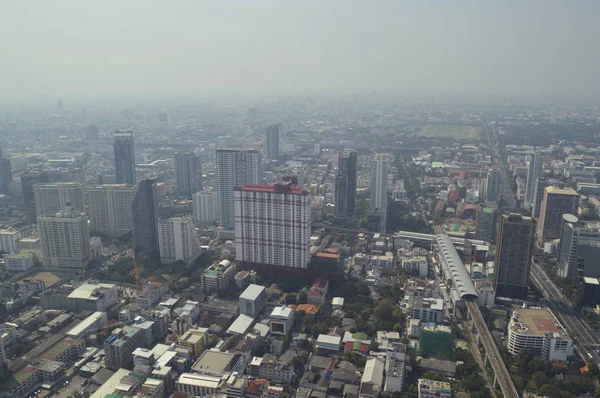 Aerial View Modern Office Building Tower Skytrain Railway Station Skyscraper — Stock Photo, Image