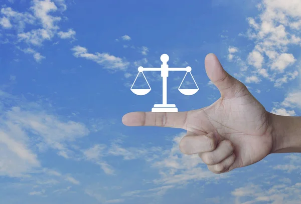 Law Flat Icon Finger Blue Sky White Clouds Business Legal — Stock Photo, Image