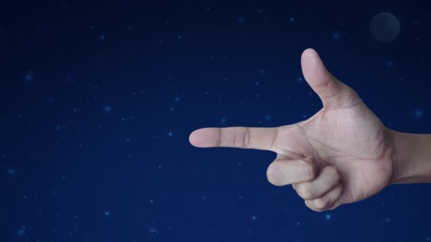 Ícone Sinal Ponto Interrogação Dedo Sobre Fantasia Céu Noturno Lua — Vídeo de Stock