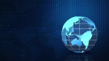 Mavi küre dijital dünya haritasında dönüyor, Küresel iş konsepti, Nasa tarafından döşenmiş bu görüntünün unsurları