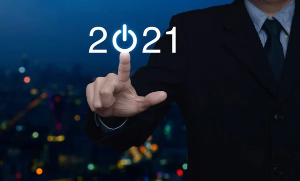2021 압박하는 사업가는 색상의 타워와 마천루 비즈니스 컨셉을 비즈니스 아이콘을 — 스톡 사진
