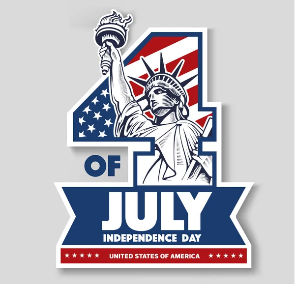 Ιουλίου Ημέρα Της Ανεξαρτησίας Άγαλμα Της Ελευθερίας Της Σημαίας Των — Διανυσματικό Αρχείο