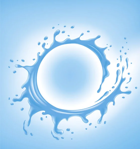 Сплеск Блакитної Води Багатьма Краплями Води — стоковий вектор