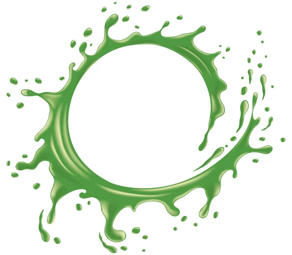 Green Juice Splash Many Juice Drops — Stock Vector