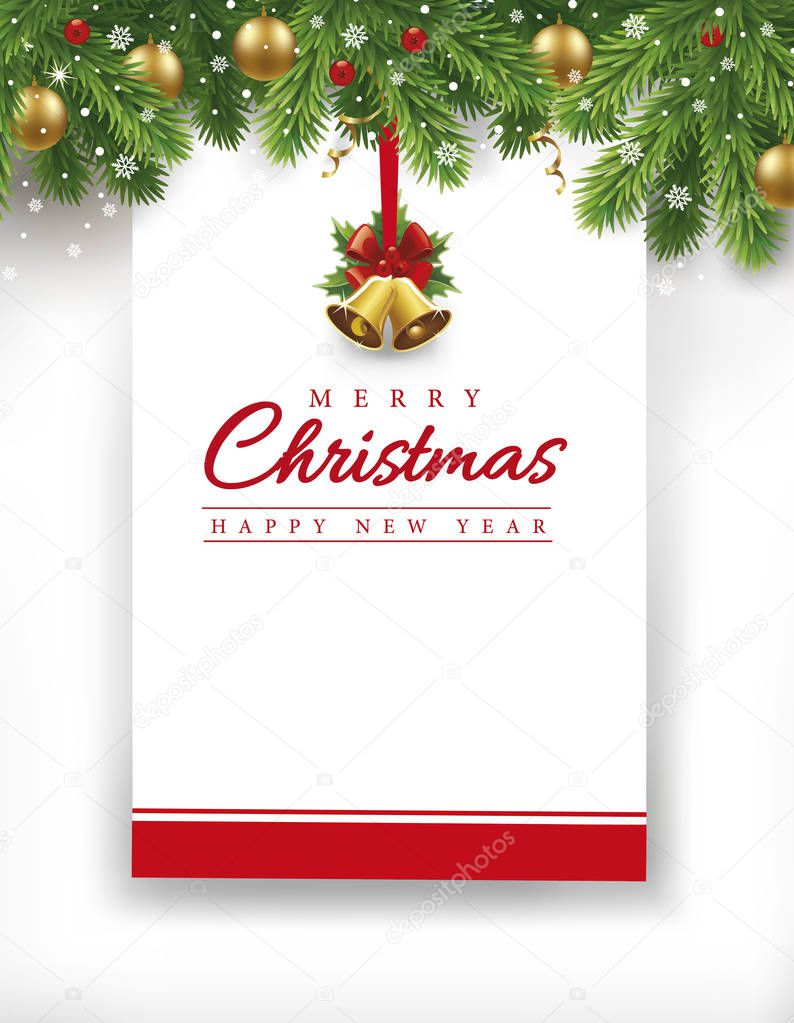 merry christmas and New year gift card with place for your text