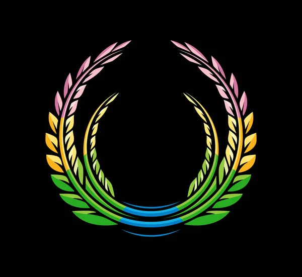Floral Frame Laurel Wreath Award Victory Sign Heraldry Emblem Olive — Stock Vector