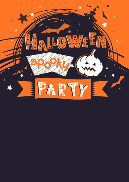 Halloween Party Pozvánka Plakátu Nápisu Nebo Pozadí Ručně Kreslenou Textem — Stockový vektor