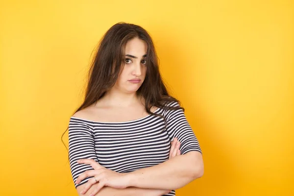 Closeup Portrait Displeased Pissed Angry Grumpy Caucasian Woman Long Hair — стоковое фото