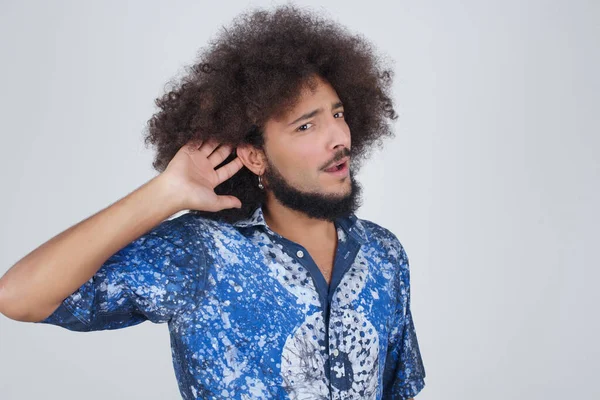 God Funny Astonished European Man Opening Mouth Widely Raising Eyebrows — Foto Stock