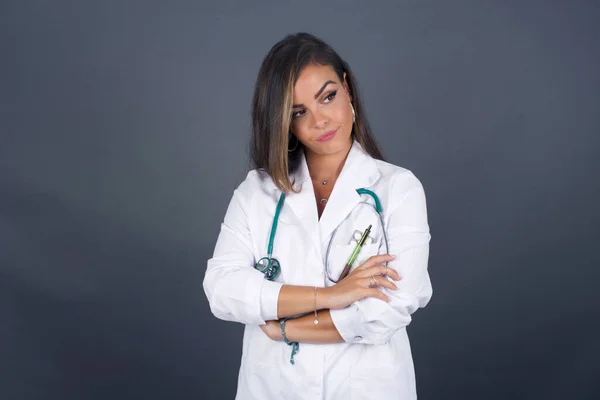 Closeup Portrait Displeased Pissed Angry Grumpy Pessimistic Doctor Woman Bad — Φωτογραφία Αρχείου