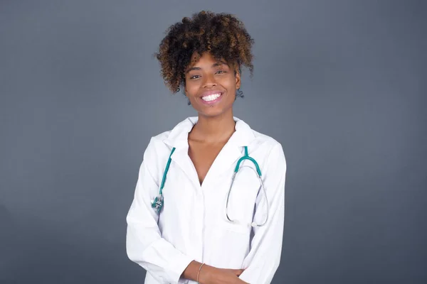 Positive Human Facial Expressions Emotions Isolated Shot African American Doctor — Stock Photo, Image