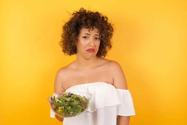 Beautiful Face Sad Arab Woman Salad Crying Desperate Depressed Tears — Stock Photo, Image