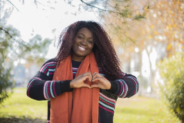 Jong Mooi Afro Amerikaans Vrouw Met Lange Krullend Haar Dragen — Stockfoto