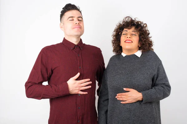 Studio Shot Young Beautiful Happy Couple — Stock Photo, Image