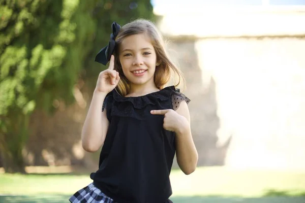 Positive Glad Cute Girl Black Dress Says Wow How Exciting — Stock Photo, Image