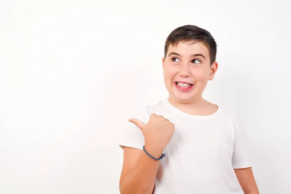 Concepto Omg Niño Caucásico Estupefacto Con Expresión Sorprendida Abre Los —  Fotos de Stock