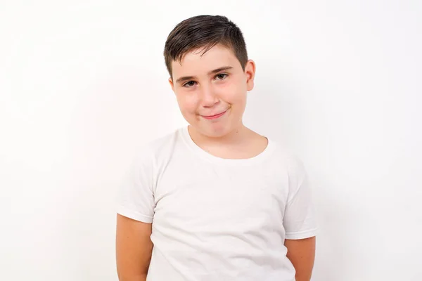 Close Studio Shot Handsome Caucasian Boy Dark Hair Looking Camera — Stock Photo, Image