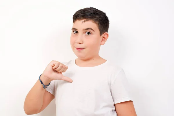 Closeup Cheerful Handsome Caucasian Dark Haired Boy Looks Joyful Satisfied — Stock Photo, Image