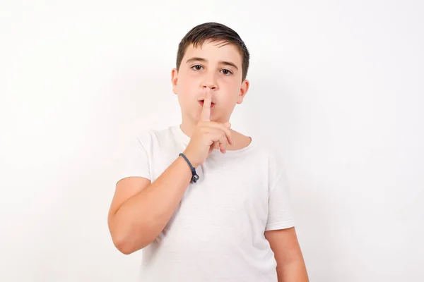 Emotional Surprised Student Makes Hush Gesture Asks Quiet Has Scared Royalty Free Stock Images