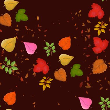 Kestane rengi arka planda sonbahar yaprakları olan kusursuz bir desen.