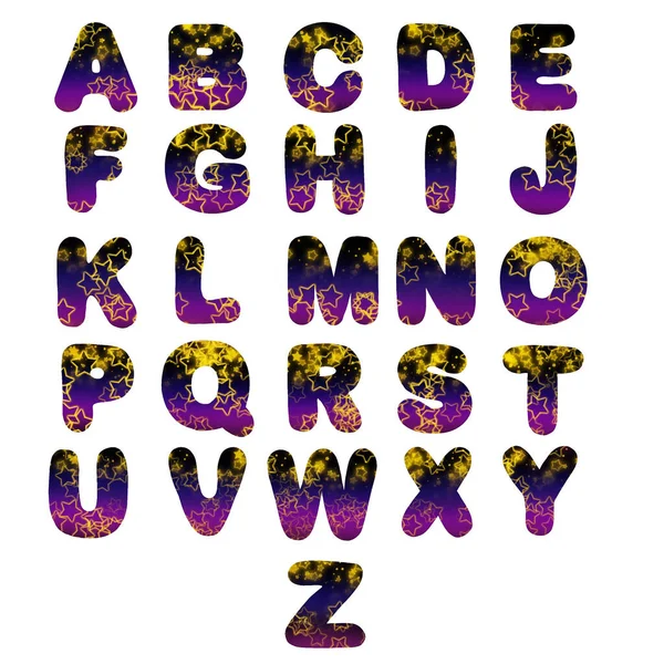 Alphabet with stars on a gradient background — Stock Photo, Image