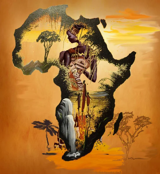 Afrika Illustratie Kleur Graphics Stijl — Stockfoto