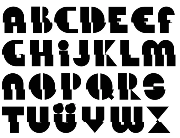 横向字母表的黑色字体偏移 — 图库照片