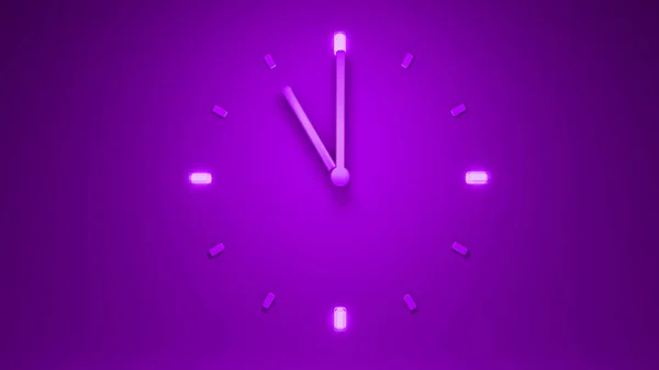 Temps Horloge Violet Rétroéclairé Illustration Rendu Subtil — Photo