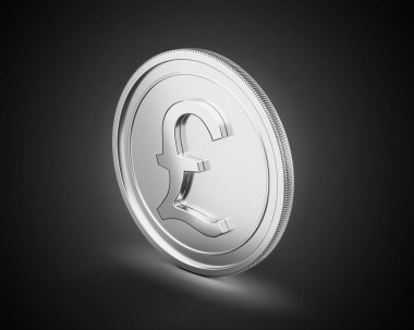 3D Silver Shiny Rounded British Pound Coin tecrit edildi.