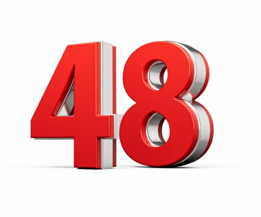 Kalın Kırmızı Numara 48 Beyaz Arkaplanda Metalik Görüntü