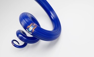 Michigan eyaleti bayraklarının beyaz arka planda dinamik 3D temsilcisi. 3B illüstrasyon