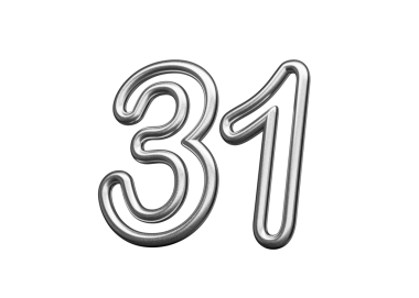 31. madde Gümüş Metalik Beyaz Arkaplan 3B Görüntü