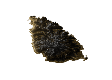 Saint Lucia Haritası Altın Metalik Doku Haritası Altın Rezervleri ve Altın Madencilik Konsepsiyonu 3B İllüstrasyon