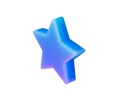 Parlak 3D yıldız simgesi, parlak mavi ve mor renkte. Başarı konsepti. 3d illüstrasyon