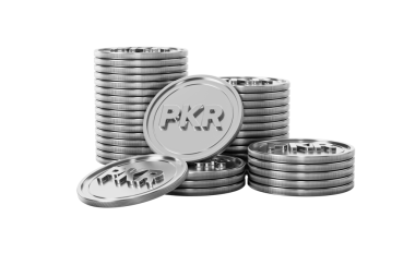 Gümüş Pakistan Rupisi yığınlar halinde PKR paraları, finans zenginliğini temsil ediyor.