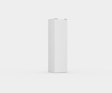 Markalaşma ve ürün gösterimi için minimalist boş beyaz beyaz dikdörtgen kutu, 3D illüstrasyon