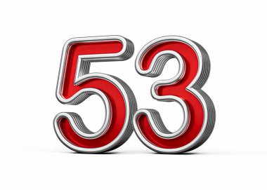 Canlı kırmızı 53 numara Metalik Parıltılı ve kıvrımlı kenarlı, 3 boyutlu illüstrasyon