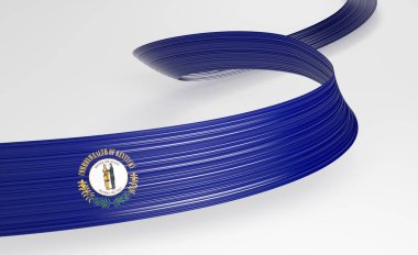 Kentucky eyalet bayrağının dinamik akış kurdelesi gurur ve mirası simgeliyor. 3B illüstrasyon