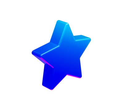 Reytingler, favoriler ya da ödüller için ideal, 3D parlak mavi yıldız simgesi. 3B Görüntü