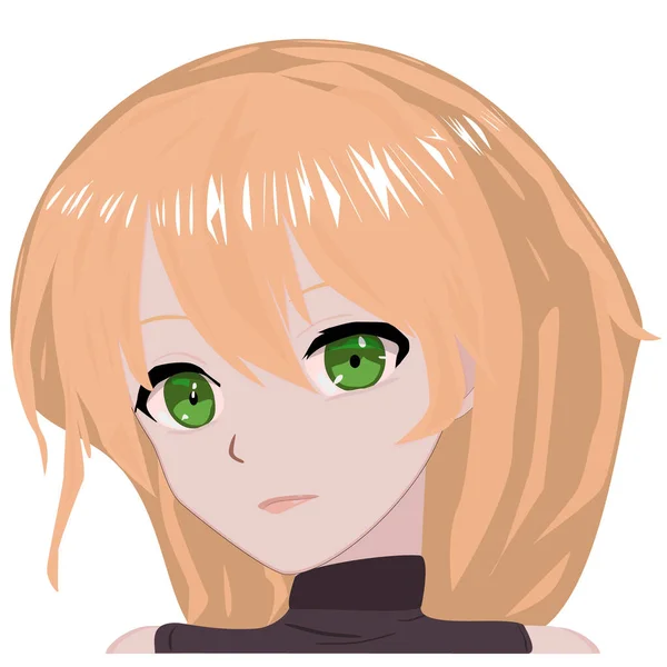 Vector Anime Charter Hermosa Cara Japón Estilo — Vector de stock