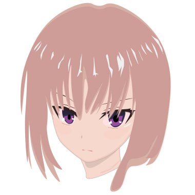 Vector anime karakterleri. Japonca 'da anime kız. Anime biçimi, çizilmiş vektör illüstrasyonu.