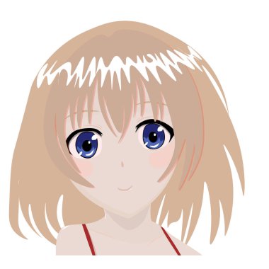 Güzel yüz anime kız vektörü