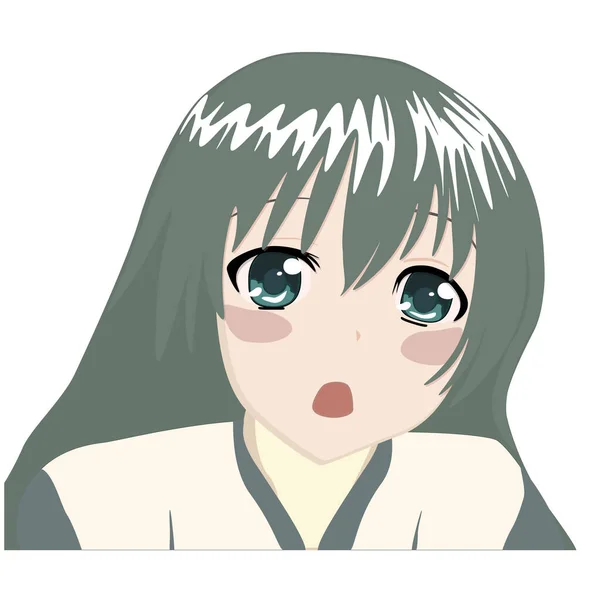Belle Visage Anime Fille Vecteur — Image vectorielle
