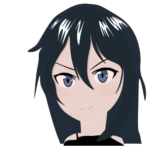 Mooi Gezicht Anime Meisje Vector — Stockvector